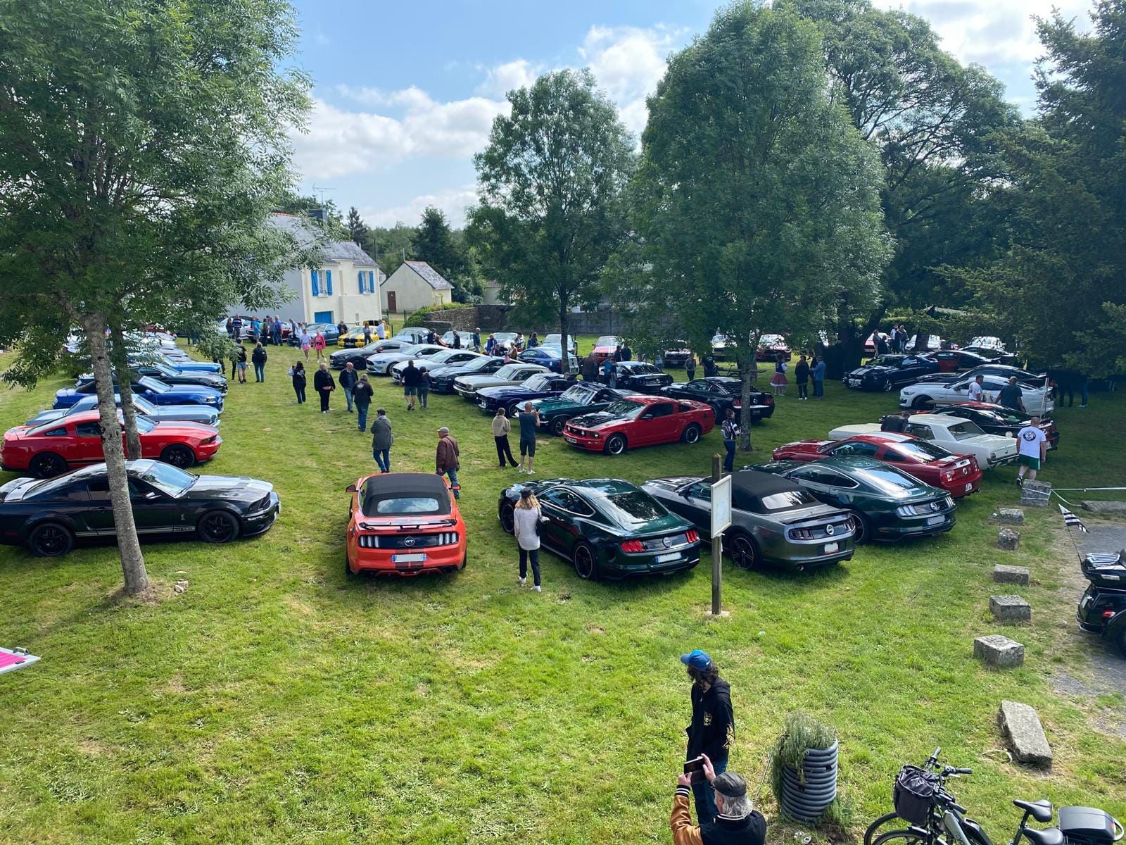 Adhérents et Mustang du club lors d'une sortie
